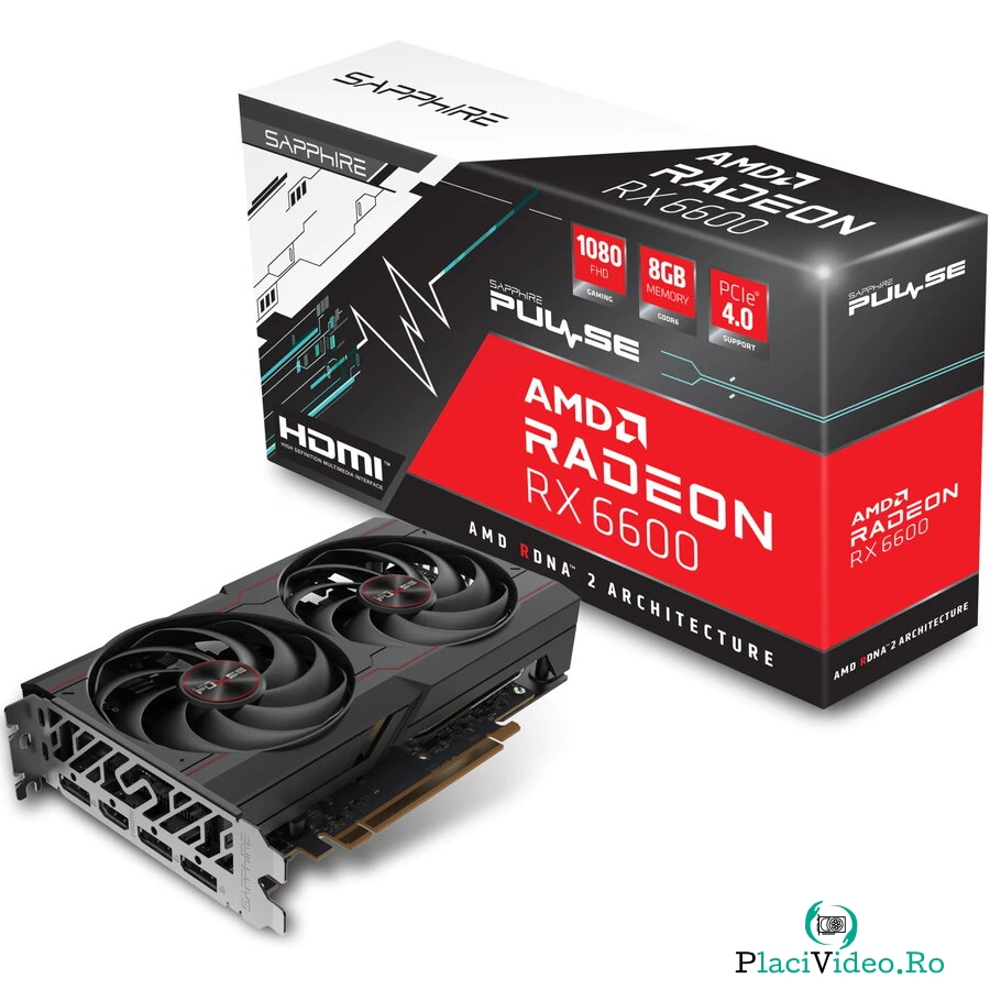 SAPPHIRE Placa video Sapphire Radeon™ RX 6600 PULSE, 8GB GDDR6, 128-bit la 1,266.58 lei ron