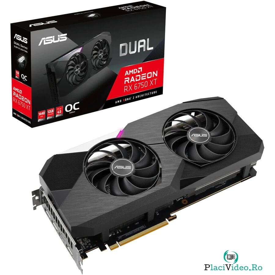 Asus Placa video Dual ASUS Radeon™ RX 6750 XT OC, 12GB GDDR6, 192-bit
