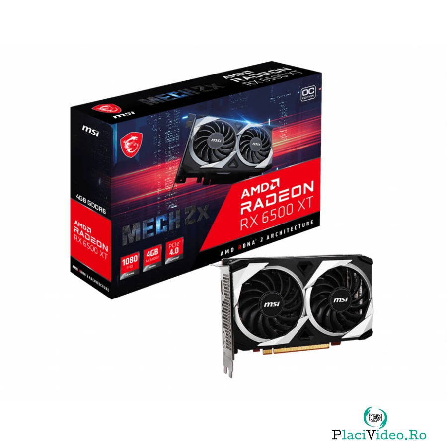MSI MSI Placa video Radeon RX 6500 XT MECH 2X 4G OC, 4GB GDDR6 64bit la 963.08 lei ron