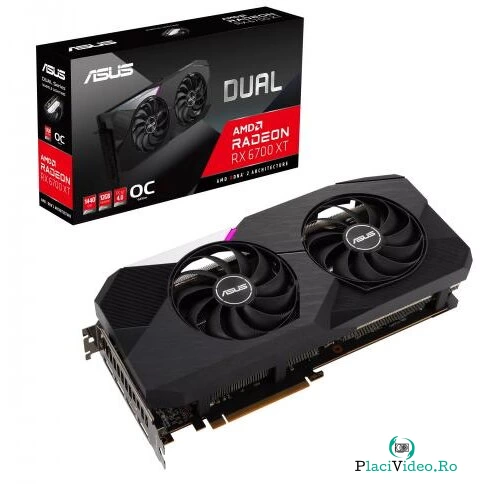 Asus Placa video Asus AMD Radeon DUAL RX 6700 XT OC 12GB, GDDR6, 192bit