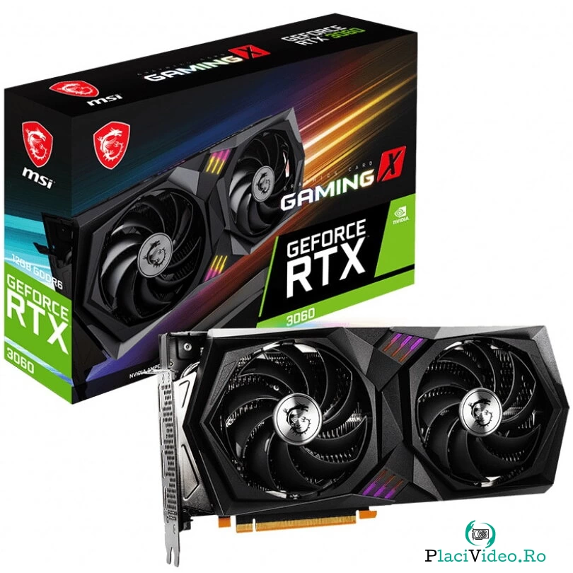 MSI Placa video MSI GeForce® RTX™ 3060 GAMING X, 12GB GDDR6, 192-bit la 2,121.13 lei ron
