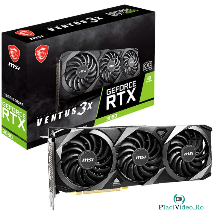 MSI Placa video MSI GeForce® RTX™ 3060 VENTUS 3X OC, 12GB GDDR6, 192-bit